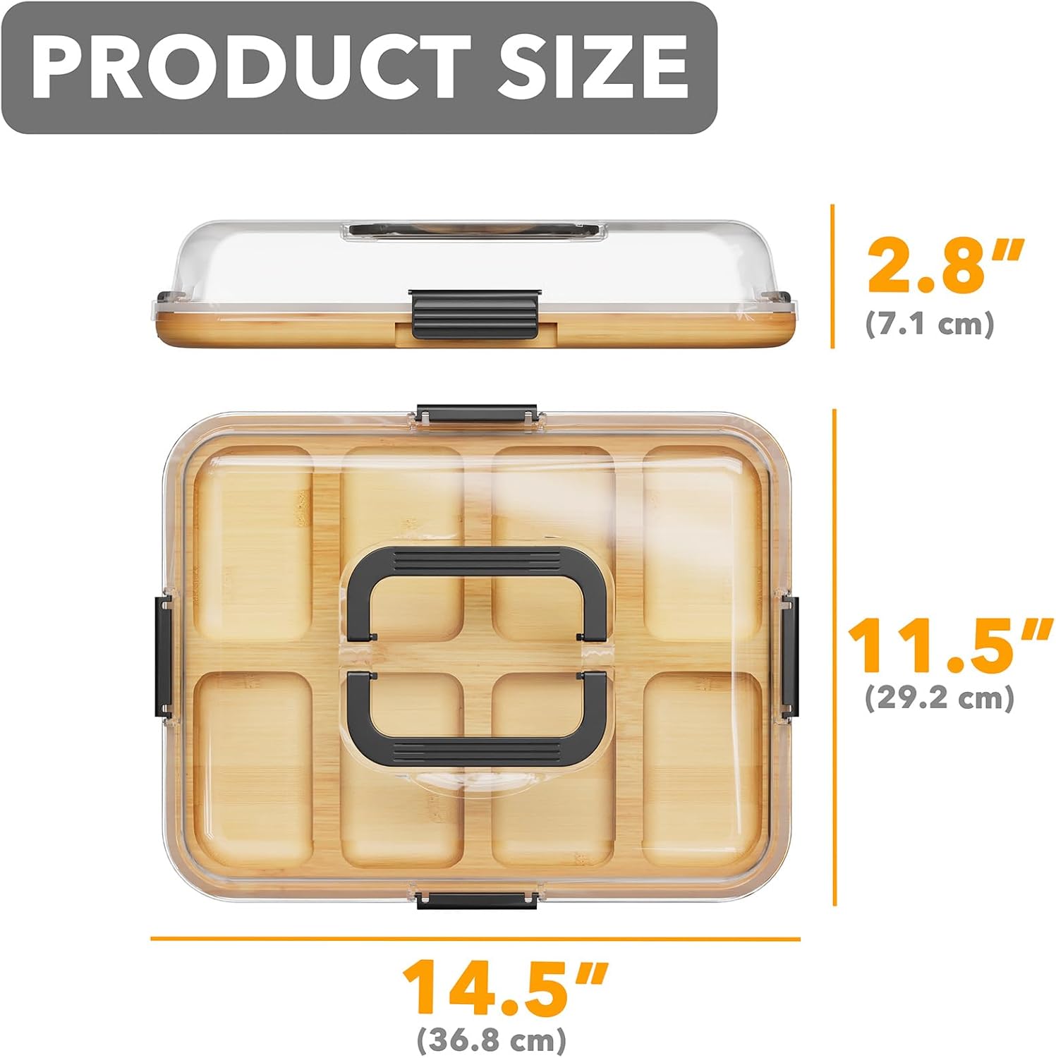 SpaceAid Charcuterie Board with Clear Lid, Portable Travel Cheese Cutting Boards for Picnic Accessories, Bamboo Serving Tray with Lids - Image 2